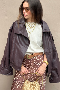 Misti Vegan Leather Jacket - Bordeaux