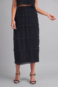 Amelia Chiffon Skirt Set - Black