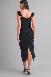 Amelia Chiffon Skirt Set - Black