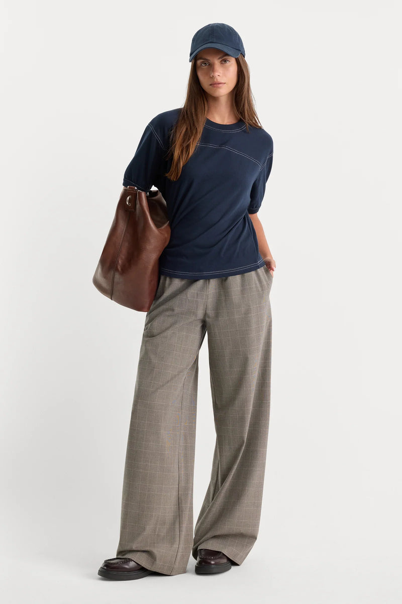 Good American - The Pull On Trouser - Mini Plaid