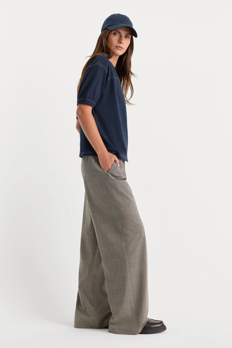 Good American - The Pull On Trouser - Mini Plaid