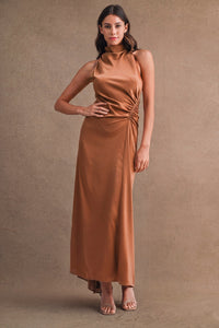 Camille Satin Maxi Dress - Mocha