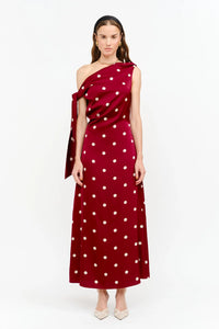 Remie Maxi Dress - Wine Polka Dot