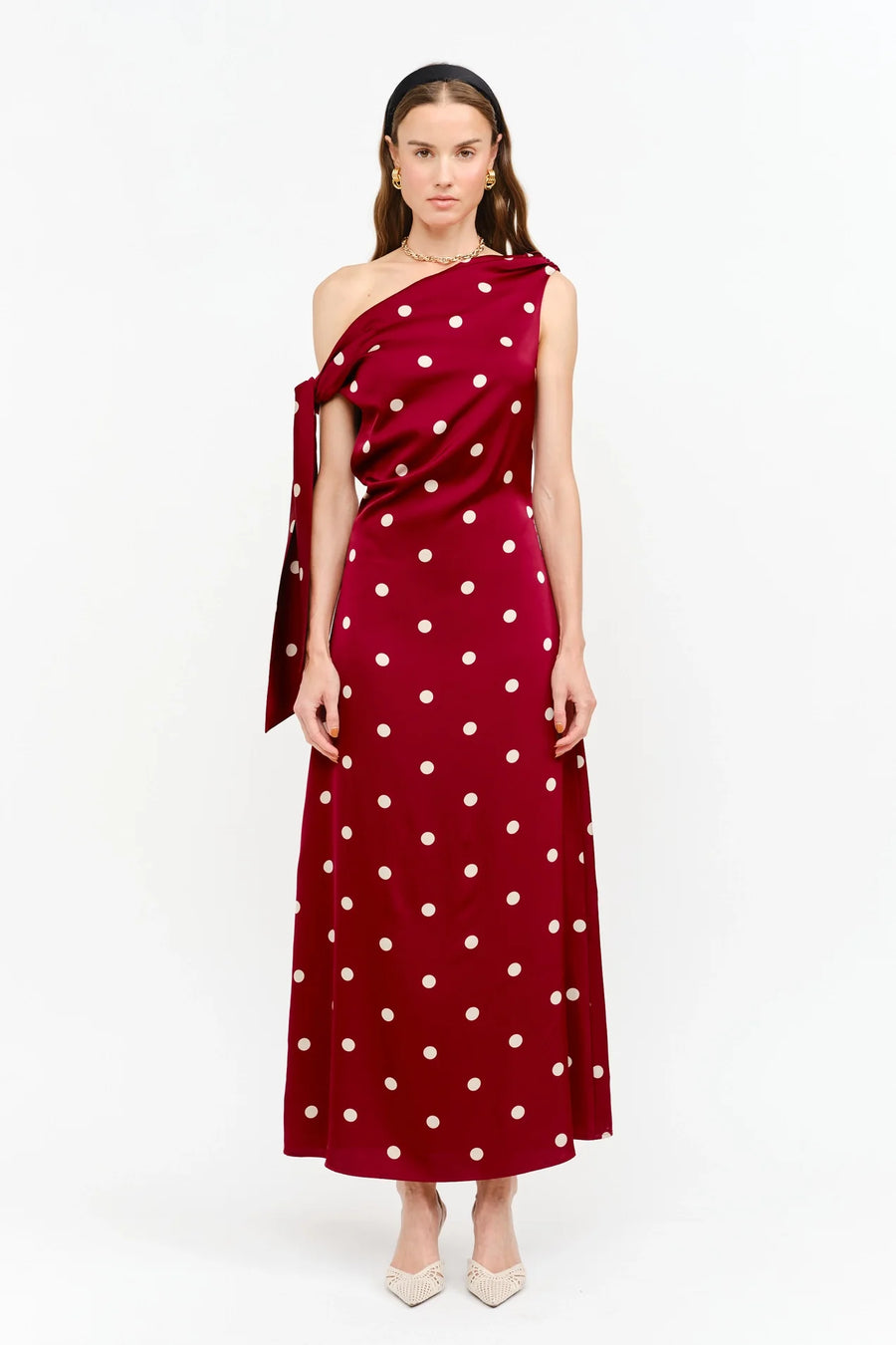Remie Maxi Dress - Wine Polka Dot