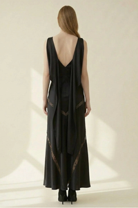 Draped Black Maxi Dress