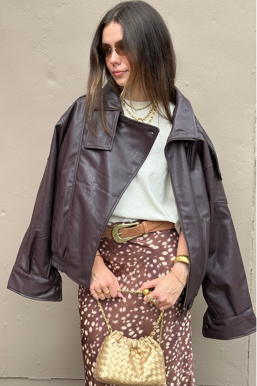 Misti Vegan Leather Jacket - Bordeaux
