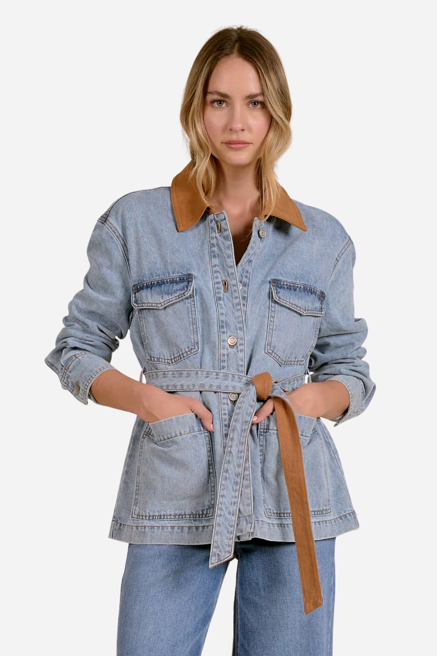 Denim Wrap Jacket - Denim Blue