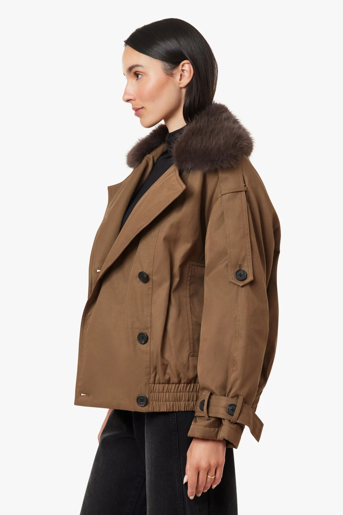 Habitual - Fur Collar Trench Jacket