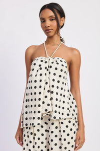Polka Dot Halter Top - Ivory