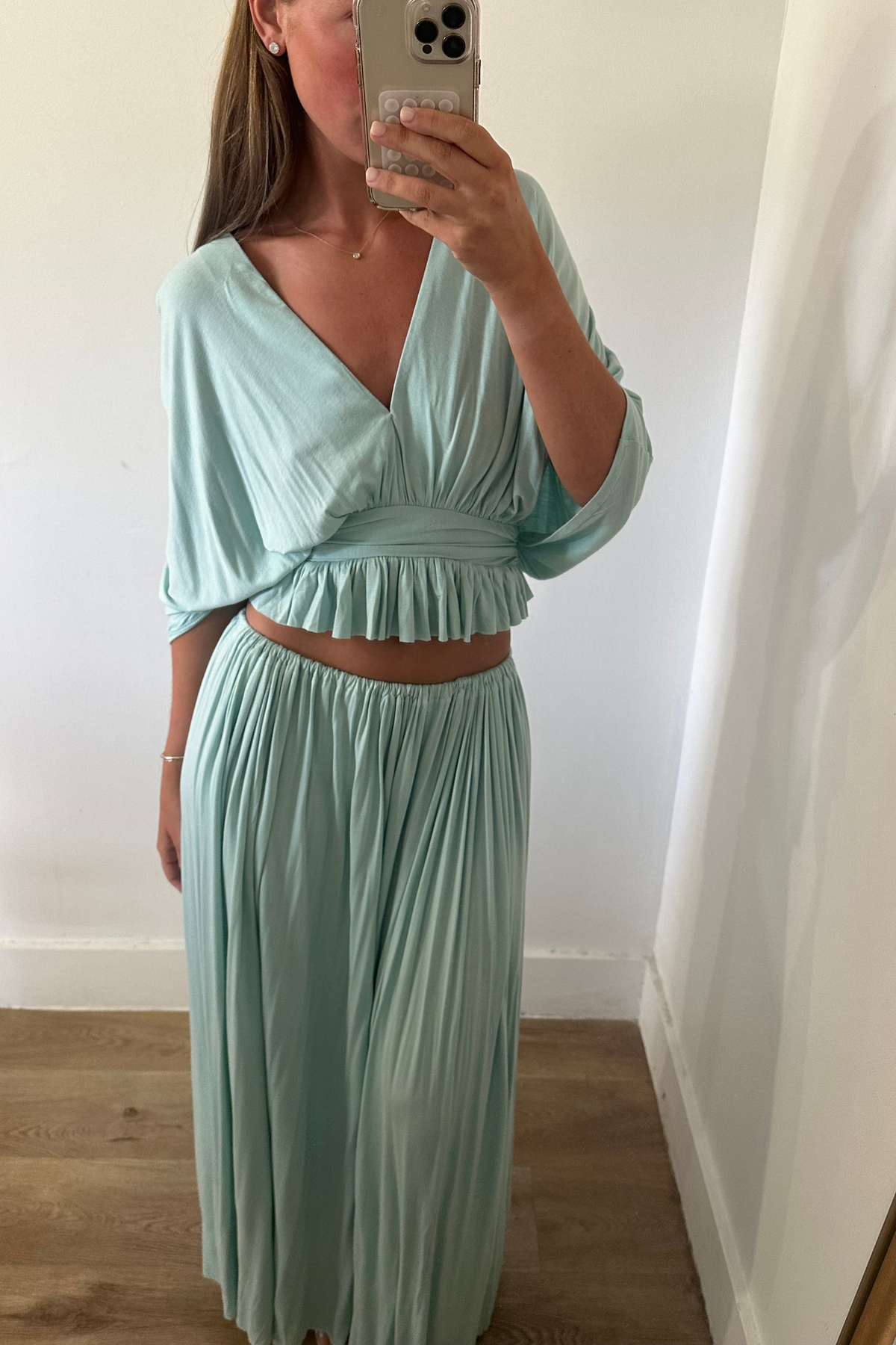Pleated Tie Waist Matching Set