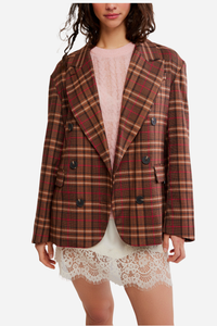 Free People - Dean Double Breasted Blazer - Oliver Brown Plaid