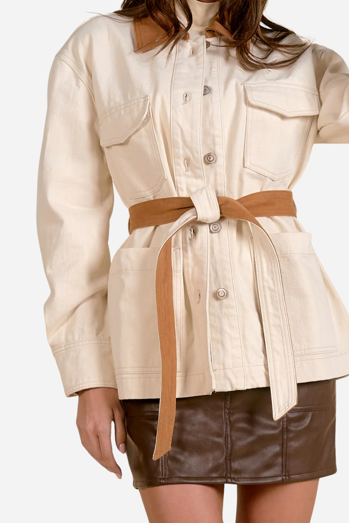 Denim Wrap Jacket - White