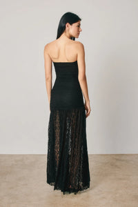 Ruched Strapless Maxi Dress - Black
