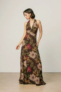 Floral Halter Neck Maxi Dress