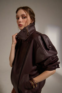 Misti Vegan Leather Jacket - Bordeaux