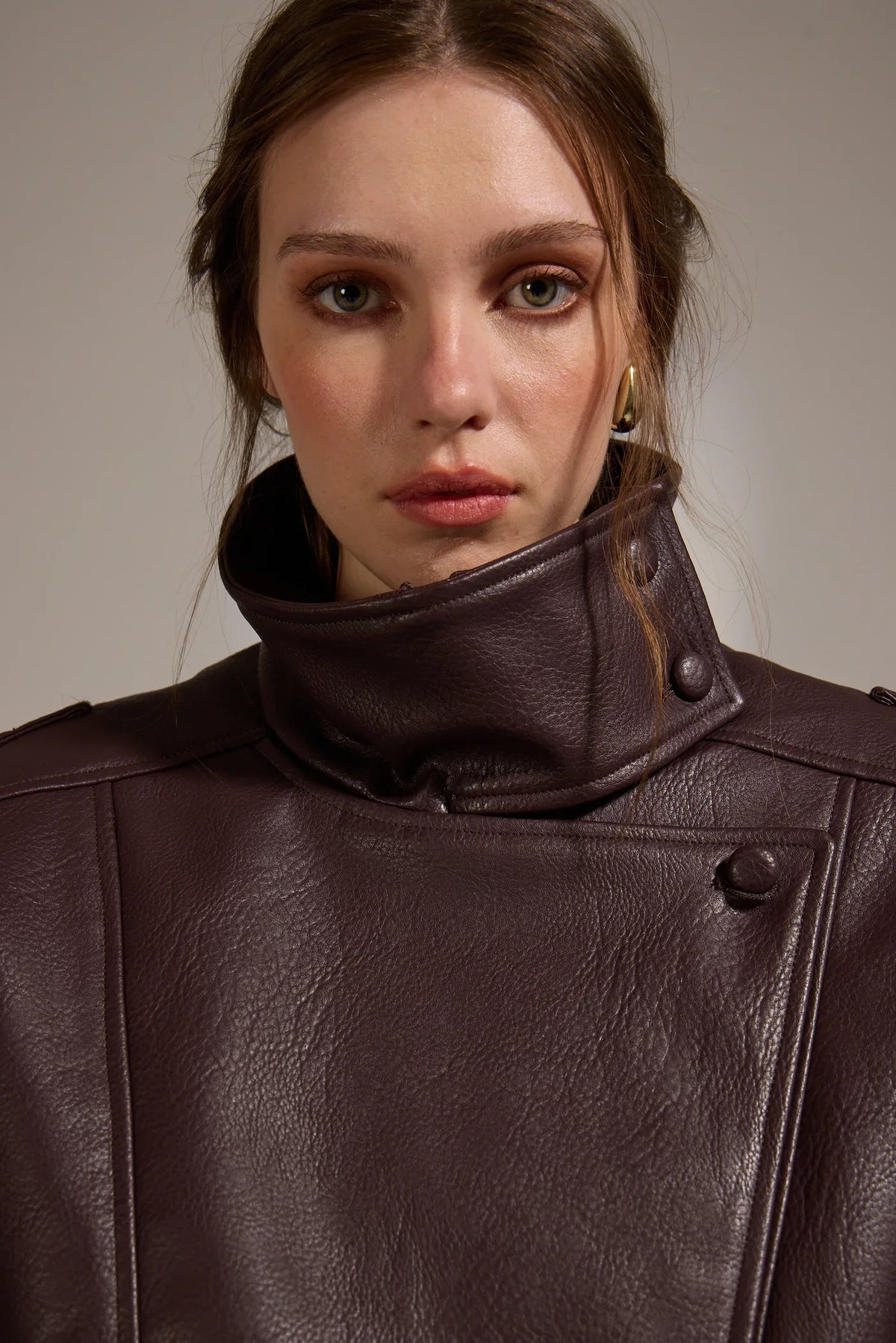 Misti Vegan Leather Jacket - Bordeaux