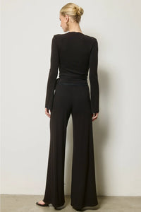 Scallop Wrap Top & Pants Set - Black