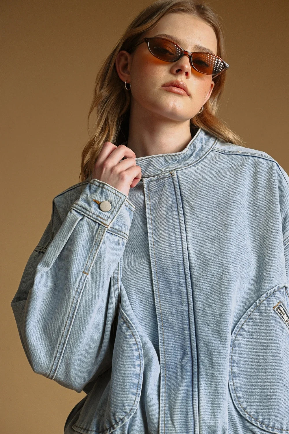 Washed Denim Bomber Jacket