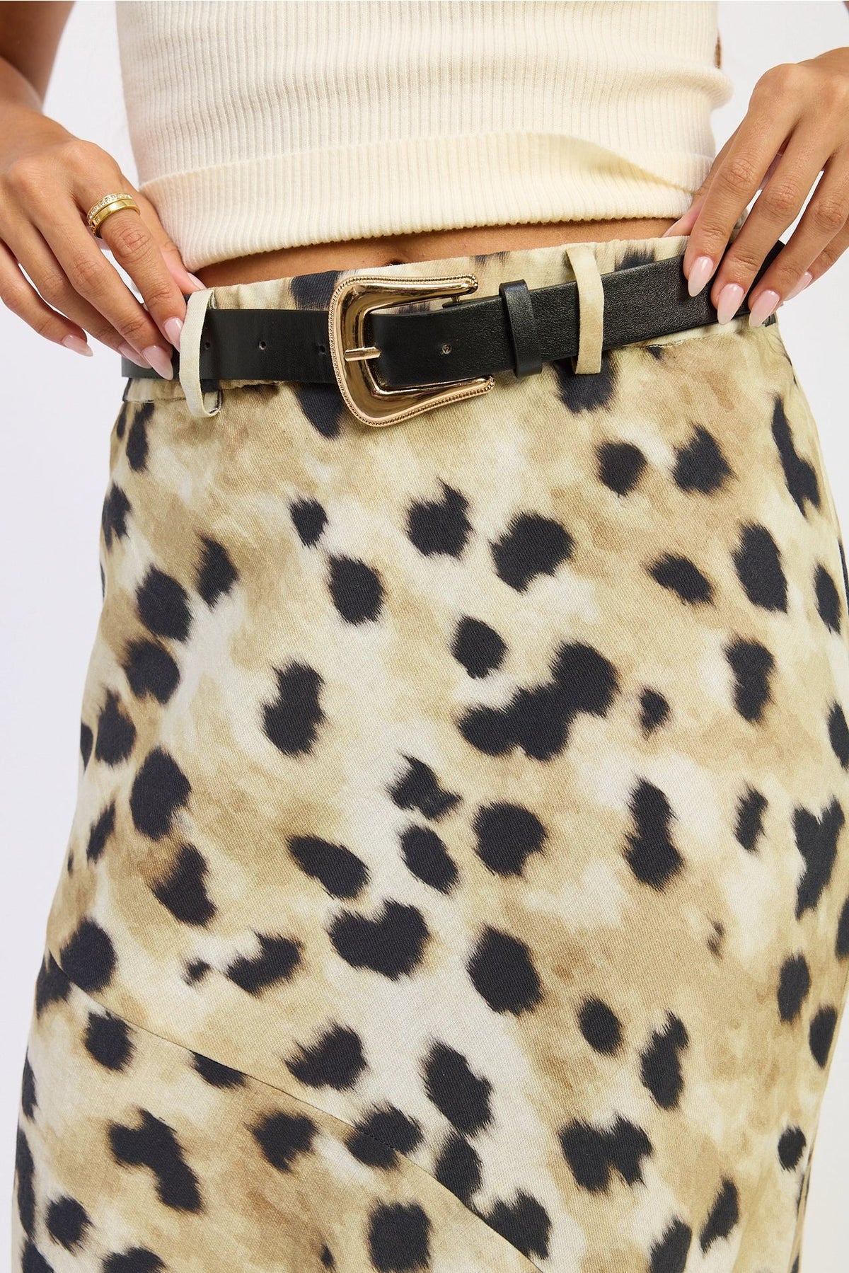 Leopard Belted Maxi Skirt
