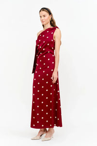 Remie Maxi Dress - Wine Polka Dot