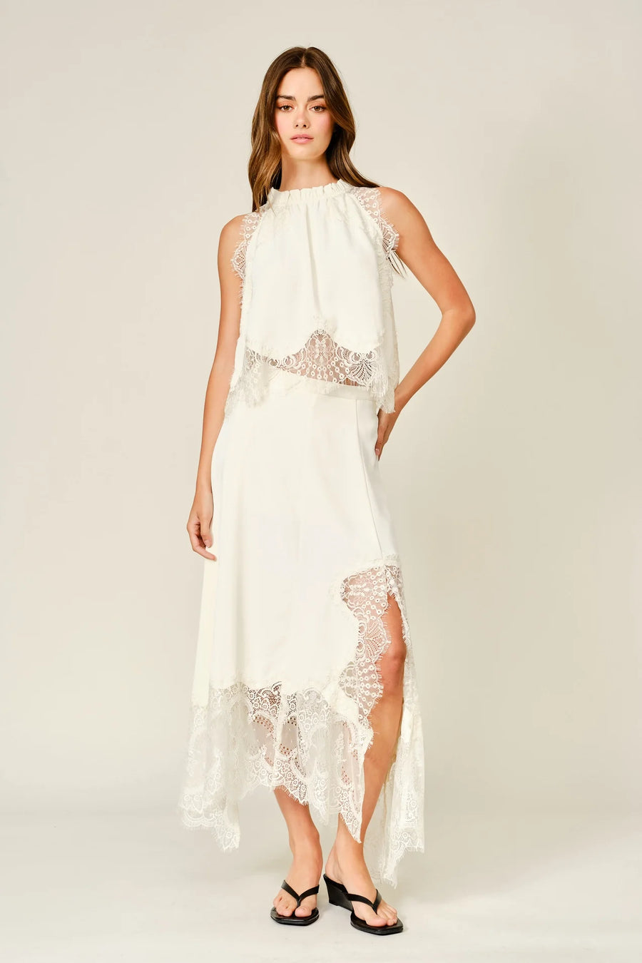 Elegant Lace Midi Skirt