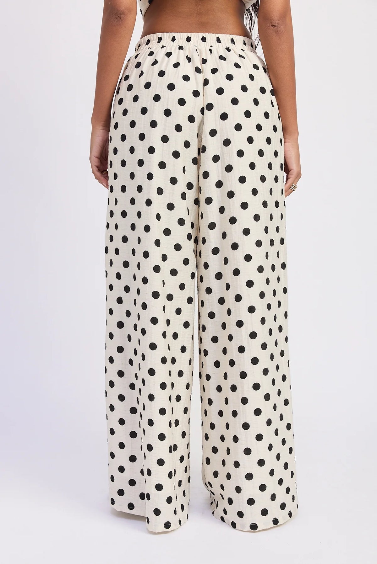 Wide Leg Polka Dot Pants - Ivory