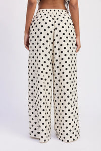 Wide Leg Polka Dot Pants - Ivory