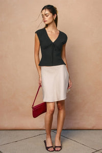 Satin Polka Dot Mini Skirt - Ivory