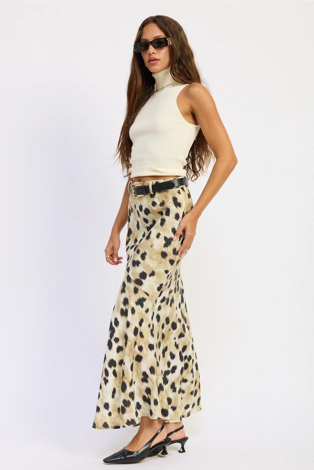 Leopard Belted Maxi Skirt