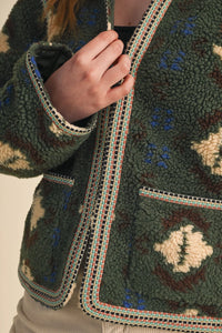 Faux Sherpa Jacket - Olive