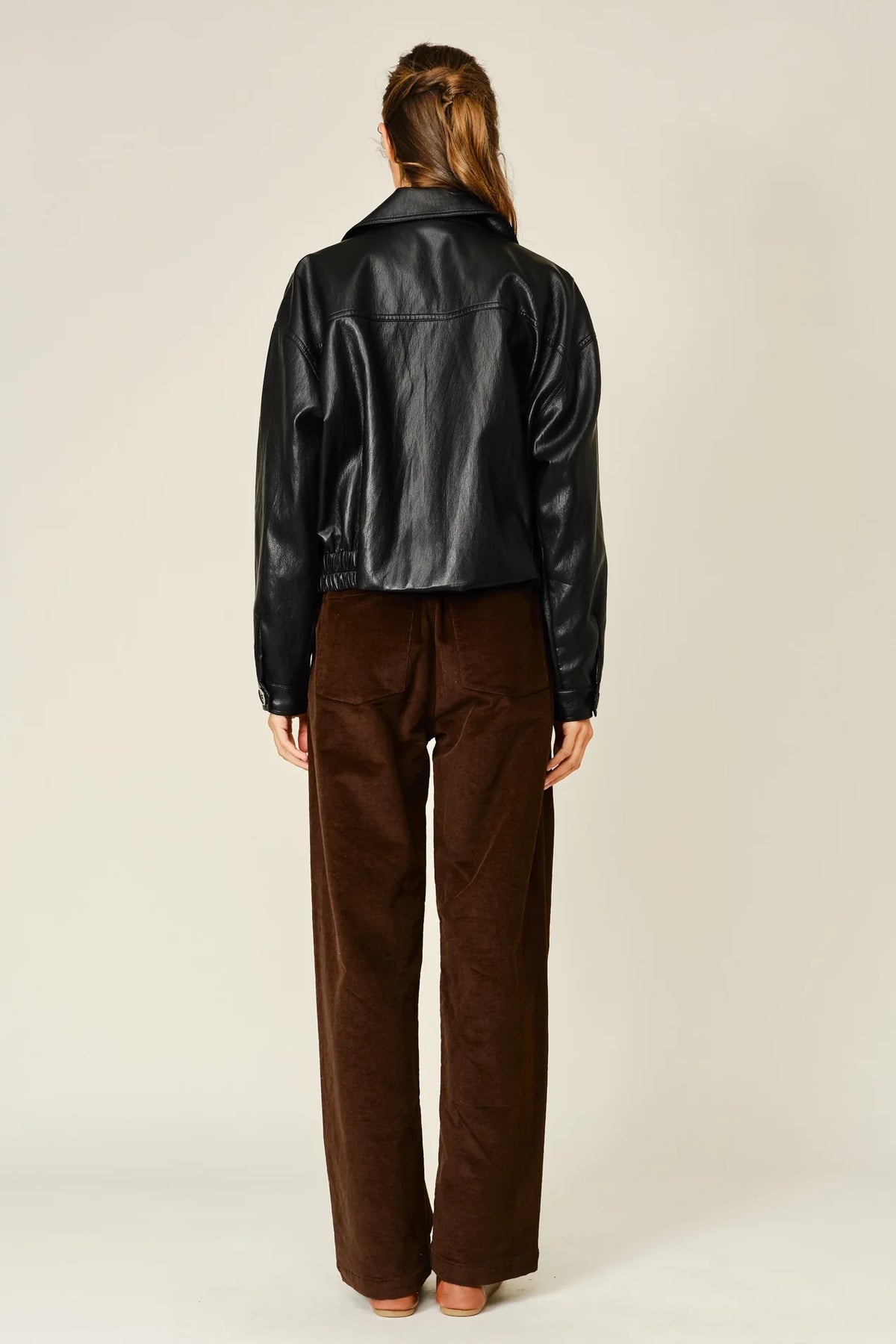 Cropped Leather Trench Coat