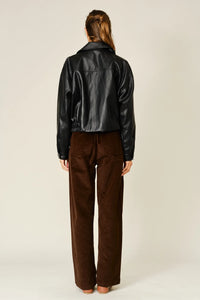 Cropped Leather Trench Coat
