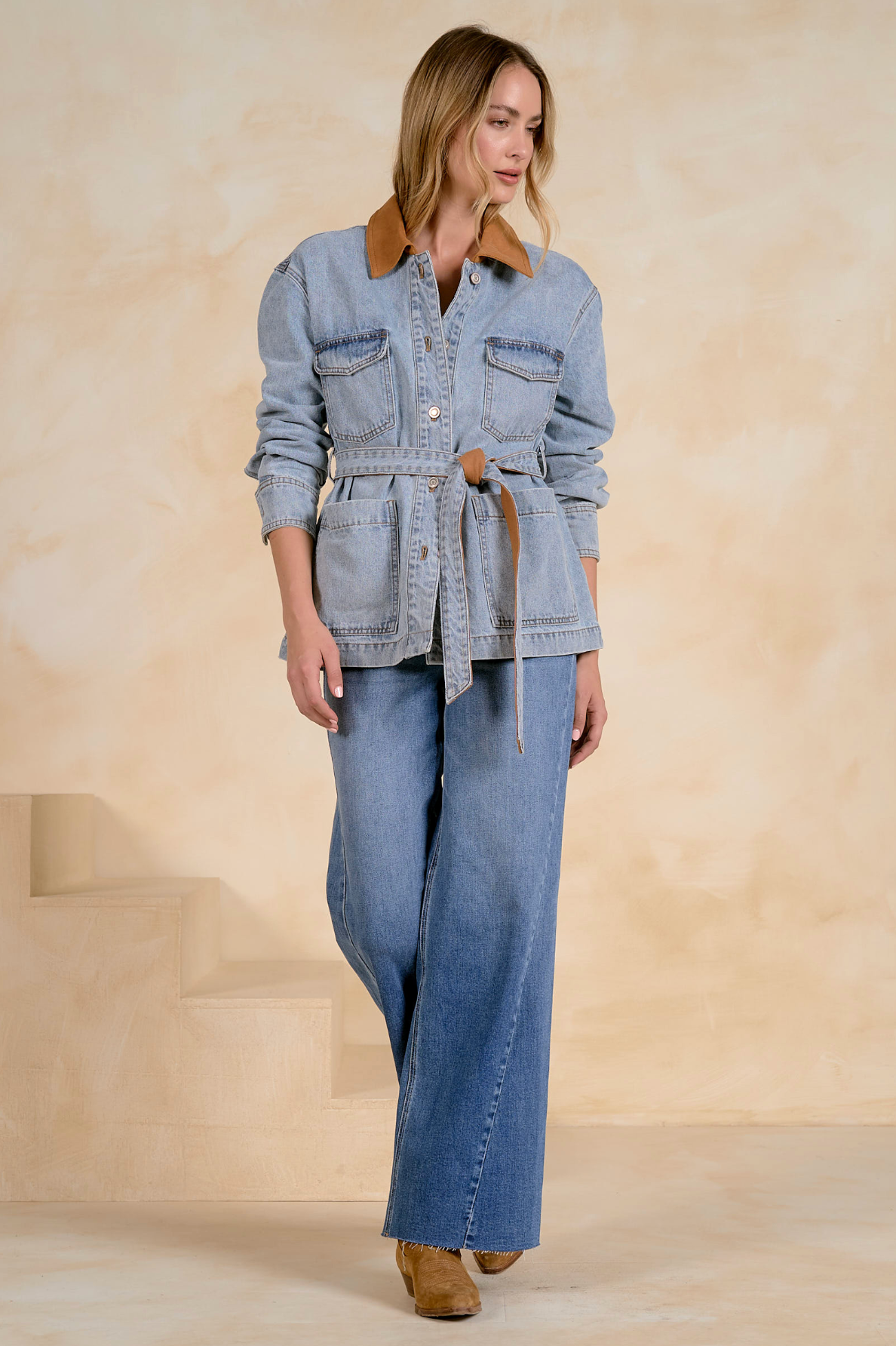 Denim Wrap Jacket - Denim Blue