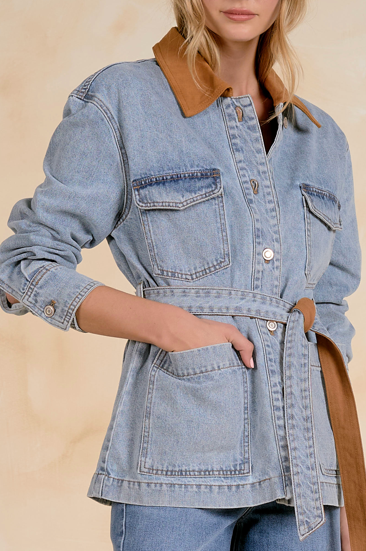 Denim Wrap Jacket - Denim Blue