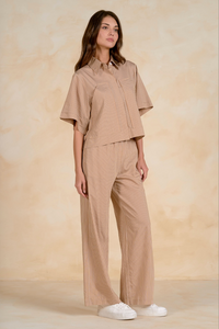 Pinstripe Trouser Pants - Brown