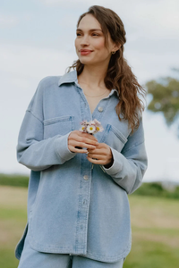 Z Supply All Day Knit Denim Jacket - Ocean Air Indigo