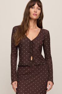 Z Supply - Amara Polka Dot Mesh Top - Dark Chocolate