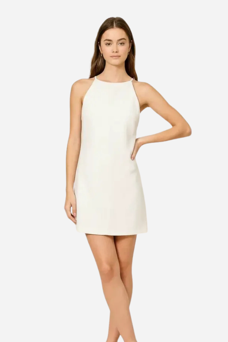 Halter Neck Mini Dress - Cream