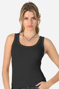 Reversible Ribbed Tank Top - Black