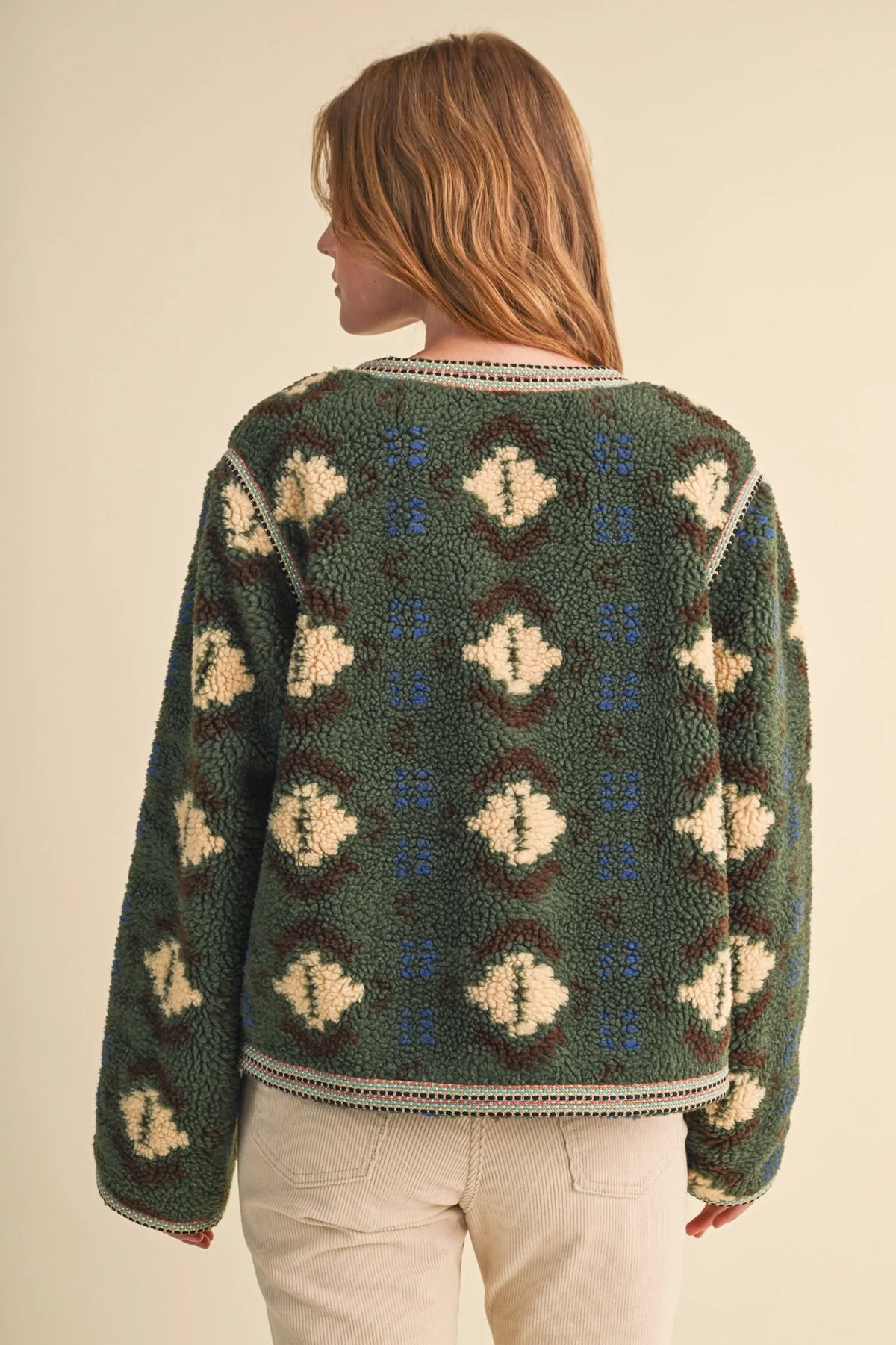 Faux Sherpa Jacket - Olive