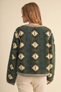 Faux Sherpa Jacket - Olive