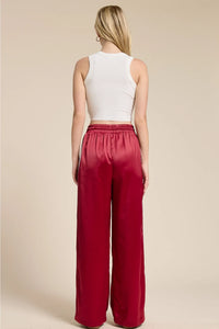 Satin Track Pants - Garnet
