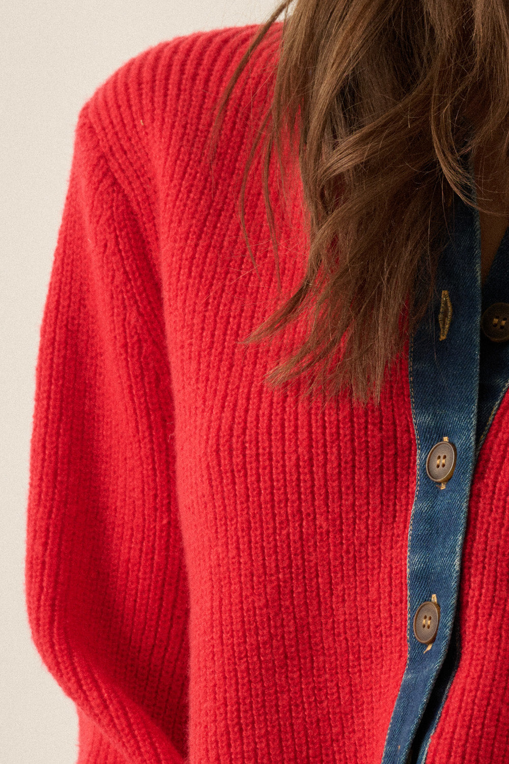Chloe Button Down Cardigan - Cherry