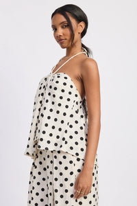 Polka Dot Halter Top - Ivory