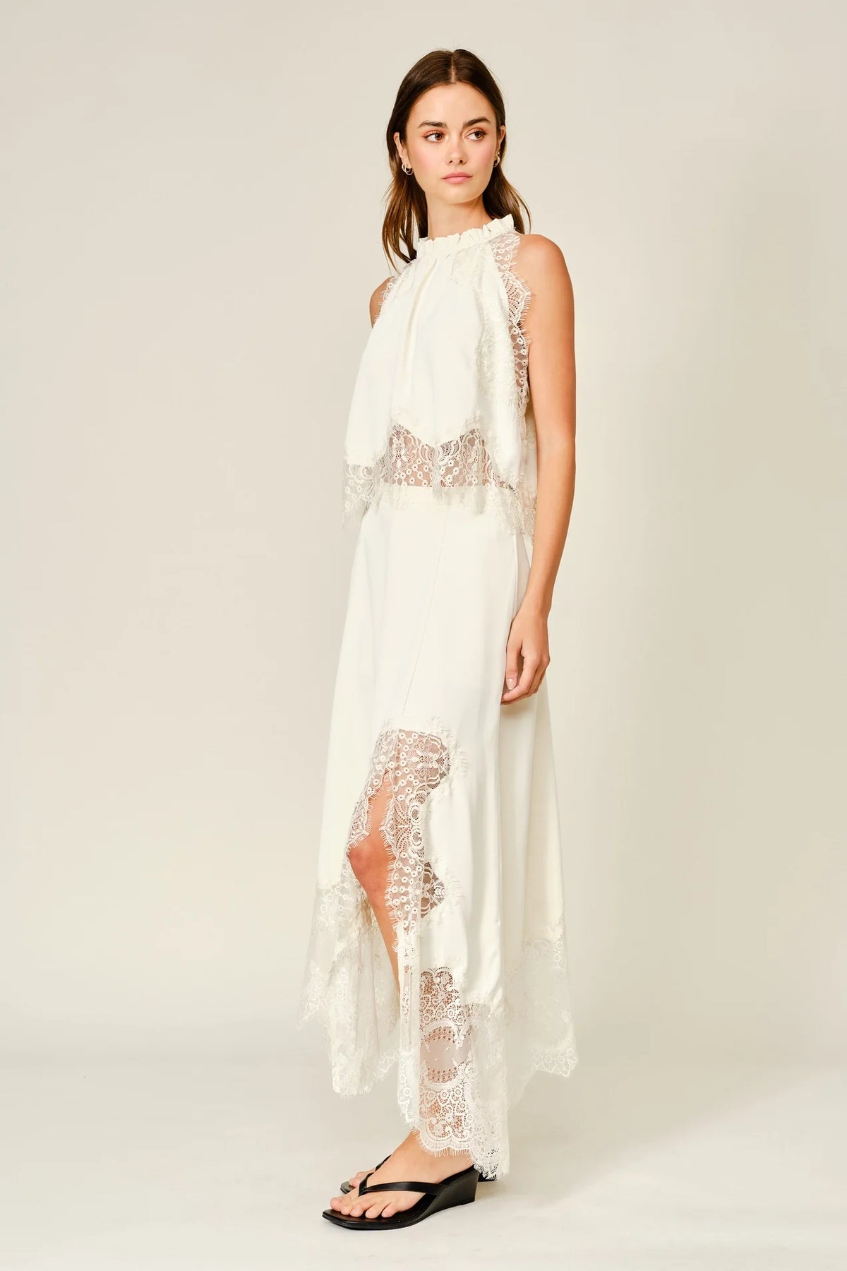 Elegant Lace Midi Skirt