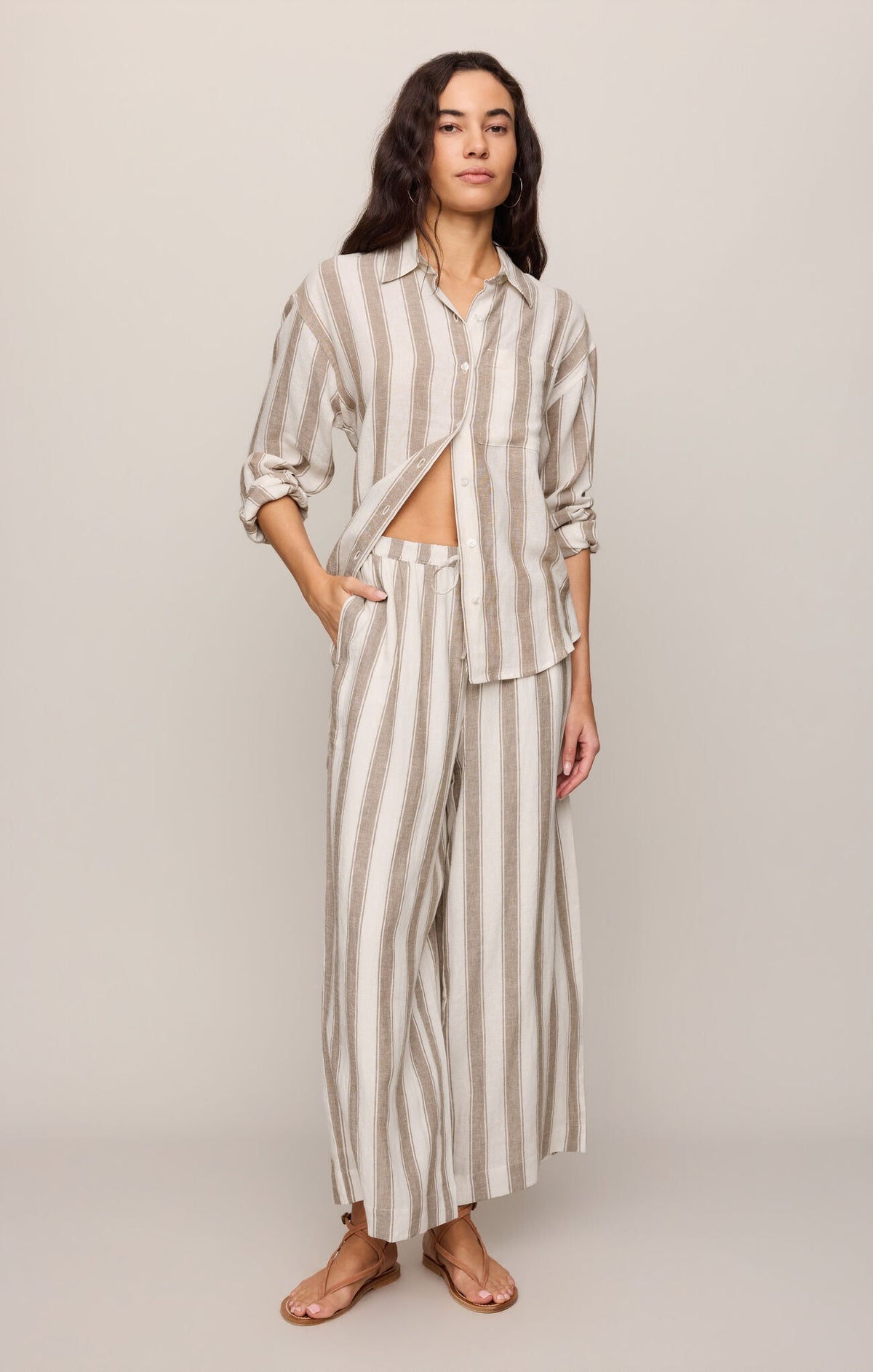 Z Supply The Perfect Striped Pant - Light Toffee
