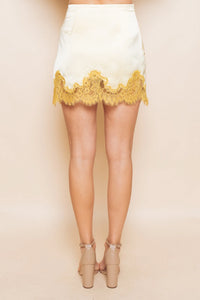 Gold Lace Edge Wrap Mini Skirt