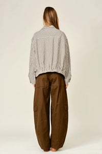 Plaid Funnel Neck Bomber Jacket