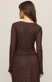 Z Supply - Amara Polka Dot Mesh Top - Dark Chocolate