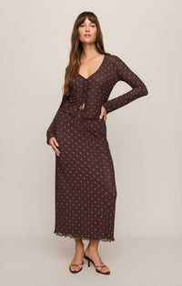 Z Supply - Amara Polka Dot Mesh Top - Dark Chocolate